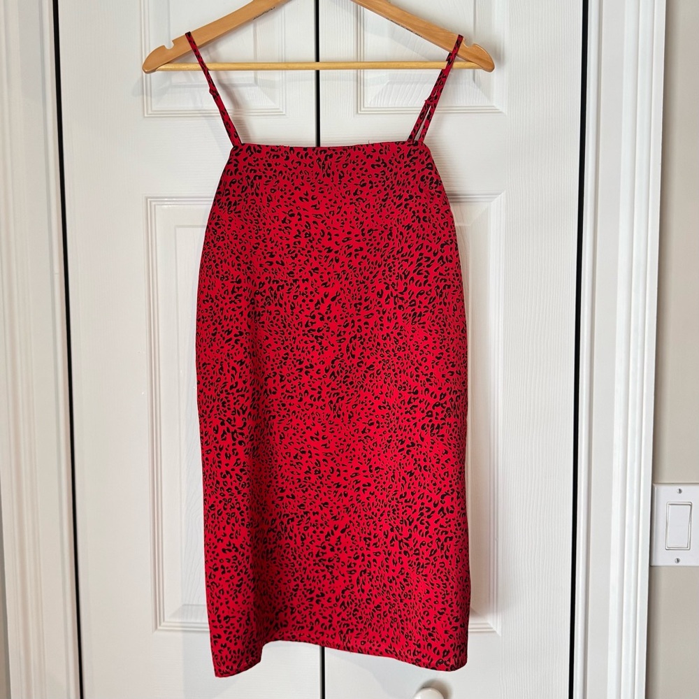 Mini Slip Dress Red Leopard Slip Dress Spaghetti Straps Small